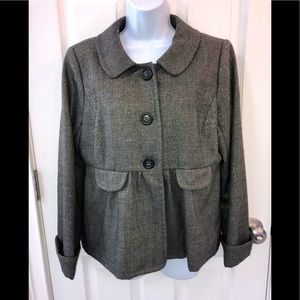 J Crew Molly Wool Grey Gold Metallic Jacket Size 8